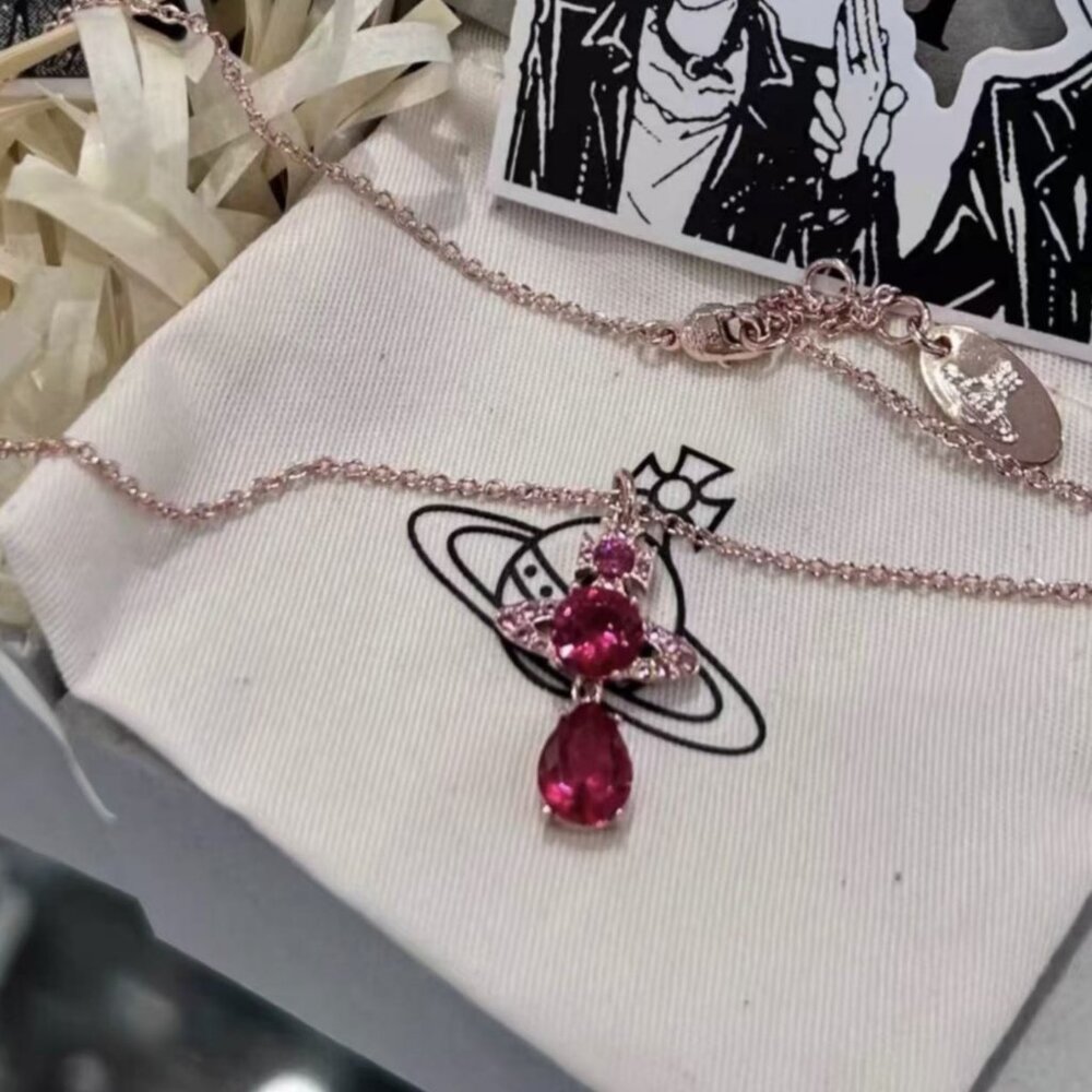Vivienne Westwood Pendant Necklace - Rose Gold Tone Drop Necklace
